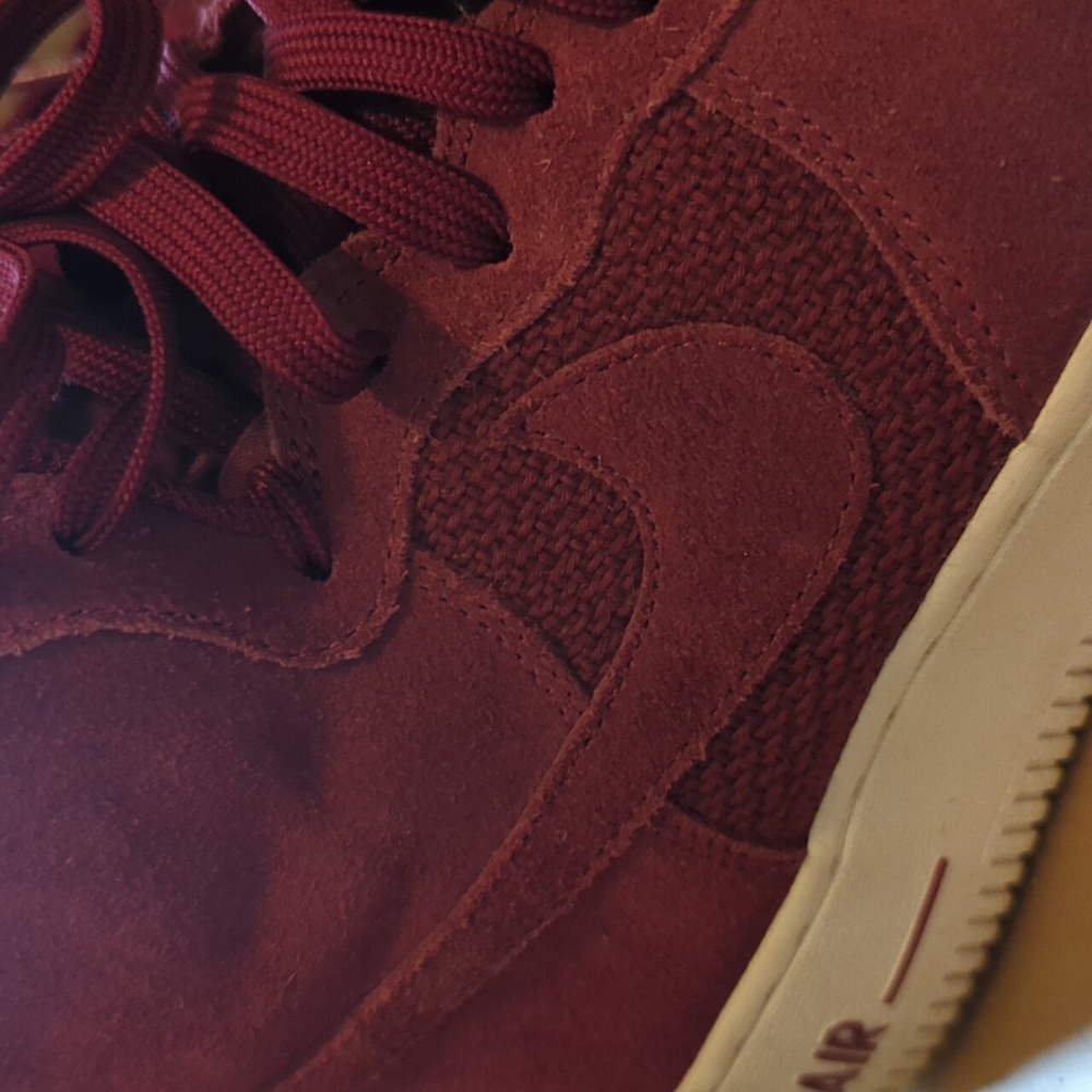 Nike Air Force 1 - Hi Tops - Size 8 Mens - Burgundy Suede and Woven Knit - Picture 8 of 8